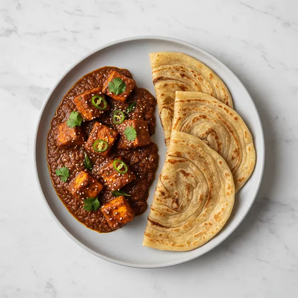 Mysore Paneer Masala with Malabar parotta